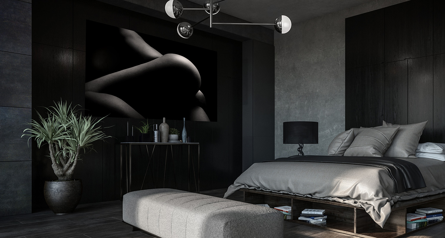 Erotische Fotografie für Schlafzimmer Wandbilder Akt Frau Fotokunst in schwarz-weiß