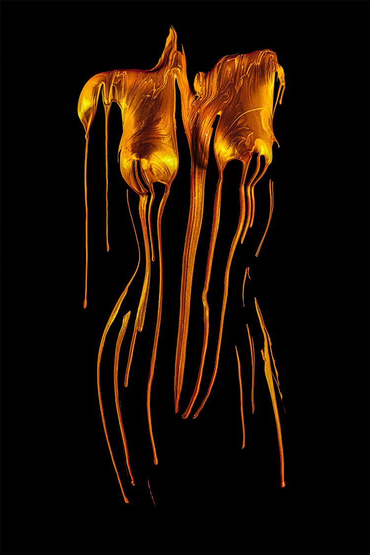 Aktfotokunst mit goldener Farbe abstrakt Wandbild Kunstwerk